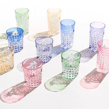 Load image into Gallery viewer, Kagami Crystal- Whiskey Glass, Edo Kiriko &quot;Drape &amp; Tetragonal Basket Weave&quot; Blue T370-2835-CCB
