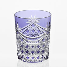 Load image into Gallery viewer, Kagami Crystal-Whiskey Glass, Edo Kiriko &quot;Drape &amp; Tetragonal Basket Weave&quot; Purple T370-2835-CMP
