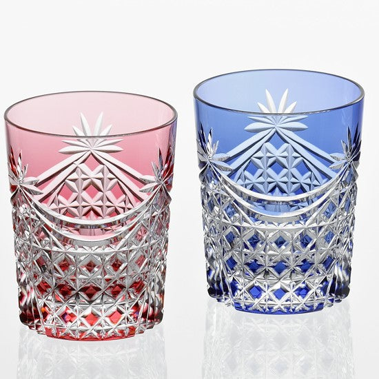 Kagami Crystal-A Pair of Whiskey Glasses, Edo Kiriko 