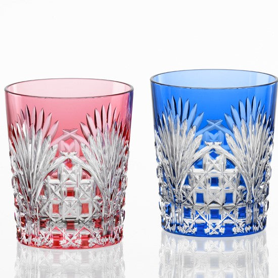 Kagami Crystal-A Pair of Whiskey Glasses, Edo Kiriko 